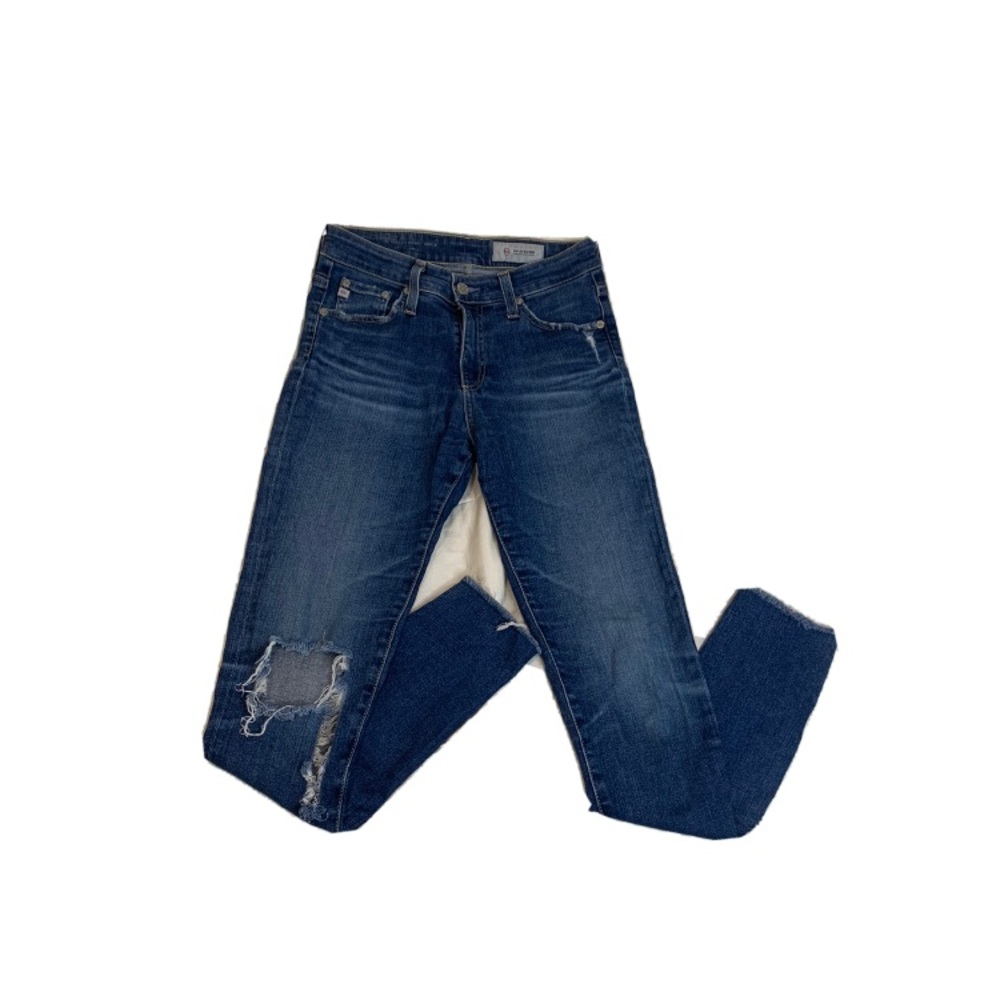 Womens Adriano Goldschmied The Farrah Skinny Ankle High Rise Raw Hem Jeans 26R